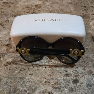 Versace Black and Gold Sunglasses with Medusa Emblems